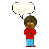 cartoon shy boy with speech bubble N5