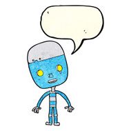 cartoon sad robot with speech bubble N4