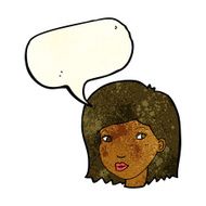 cartoon female face with speech bubble N37