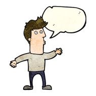 cartoon surprised man with speech bubble N29