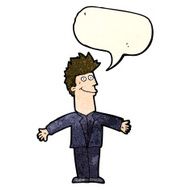 cartoon happy man with speech bubble N104