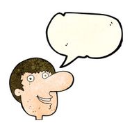 cartoon happy male face with speech bubble N6