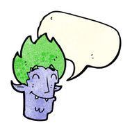 cartoon happy vampire head with speech bubble N3