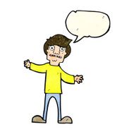 cartoon surprised man with speech bubble N31