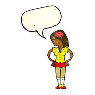 cartoon intelligent woman with speech bubble N5