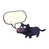 cartoon happy little dog with speech bubble N3