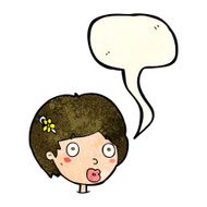 cartoon surprised female face with speech bubble N15