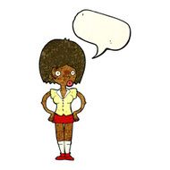 cartoon woman with hands on hips speech bubble N51