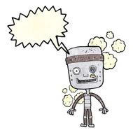 cartoon funny robot with speech bubble N21
