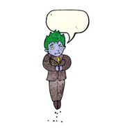 cartoon floating vampire with speech bubble N3