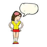 cartoon intelligent woman with speech bubble N6