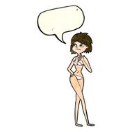 cartoon woman in bikini with speech bubble N13