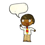 cartoon school boy with speech bubble N3
