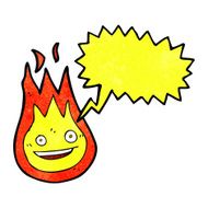 cartoon friendly fireball with speech bubble N4