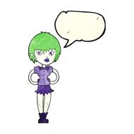 cartoon pretty vampire girl with speech bubble N8