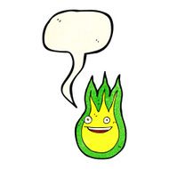 cartoon friendly fireball with speech bubble N5