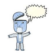 cartoon robot with speech bubble N43