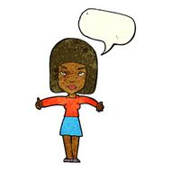 cartoon woman giving thumbs up symbol with speech bubble N16