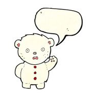 cartoon unhappy polar teddy bear with speech bubble N2