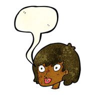 cartoon happy female face with speech bubble N41