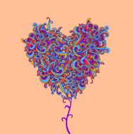 Vector background with abstract Heart curls