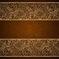 Card with gold floral ornament on brown grunge background