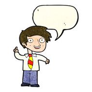 cartoon school boy with idea speech bubble N8