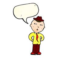 cartoon man wearing hat with speech bubble N4