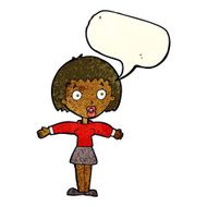 cartoon shocked woman with speech bubble N29