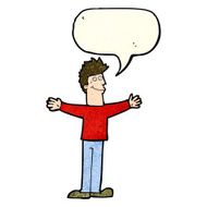 cartoon happy man with speech bubble N108