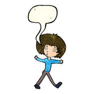 cartoon surprised man walking with speech bubble N3