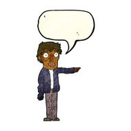 cartoon terrified man pointing with speech bubble N3