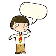 cartoon school boy with speech bubble N4