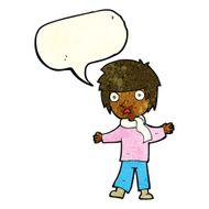 cartoon unhappy boy with speech bubble N13