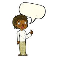 cartoon woman giving thumbs up symbol with speech bubble N17
