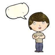 cartoon happy man with folded arm speech bubble N3