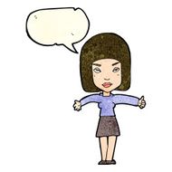 cartoon woman giving thumbs up symbol with speech bubble N18