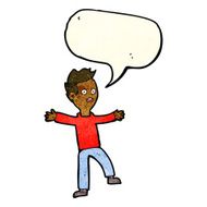 cartoon startled boy with speech bubble N9