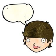 cartoon happy female face with speech bubble N43