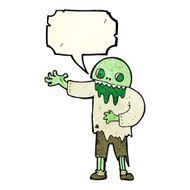 cartoon spooky zombie with speech bubble N3
