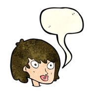 cartoon happy female face with speech bubble N44