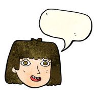 cartoon happy female face with speech bubble N45