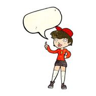 cartoon skater girl giving thumbs up symbol with speech bubble N4