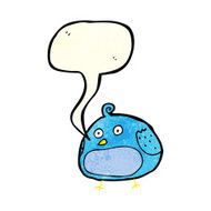 cartoon fat bird with speech bubble N11