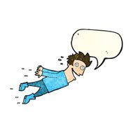 cartoon drenched man flying with speech bubble N3