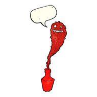 cartoon spooky ghost in bottle with speech bubble N3