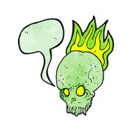 cartoon spooky skull with speech bubble N36