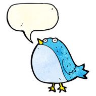 cartoon fat bird with speech bubble N12
