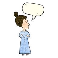 cartoon strict victorian teacher with speech bubble N3