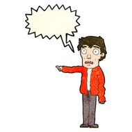 cartoon terrified man pointing with speech bubble N4